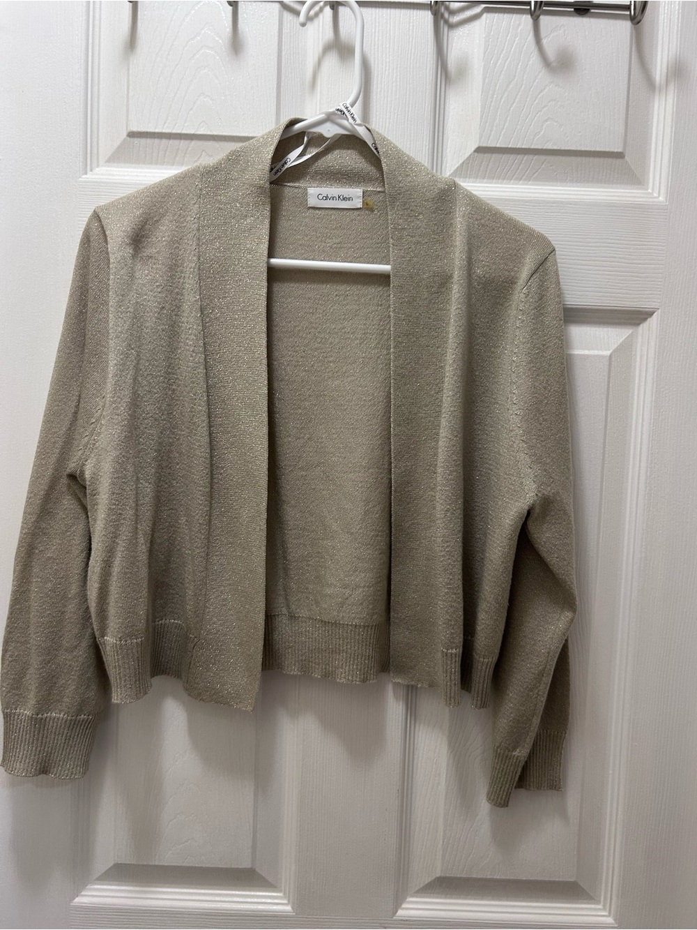 Calvin Klein Women's Metallic Gold Open-Front Cardigan Sweater